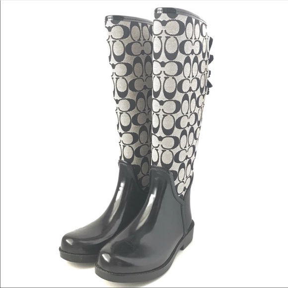 Coach Rain Boots Woman’s 6B Tristee Black - Picture 1 of 8
